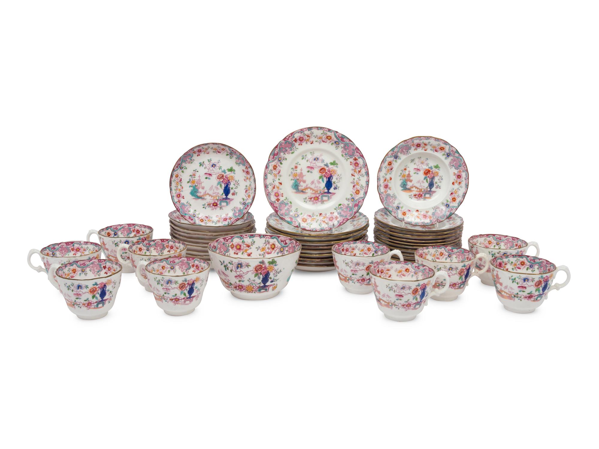 A Derby Transfer-Decorated Ironstone Dinner Service