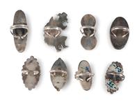 Navajo and Zuni Silver Rings with Inlay