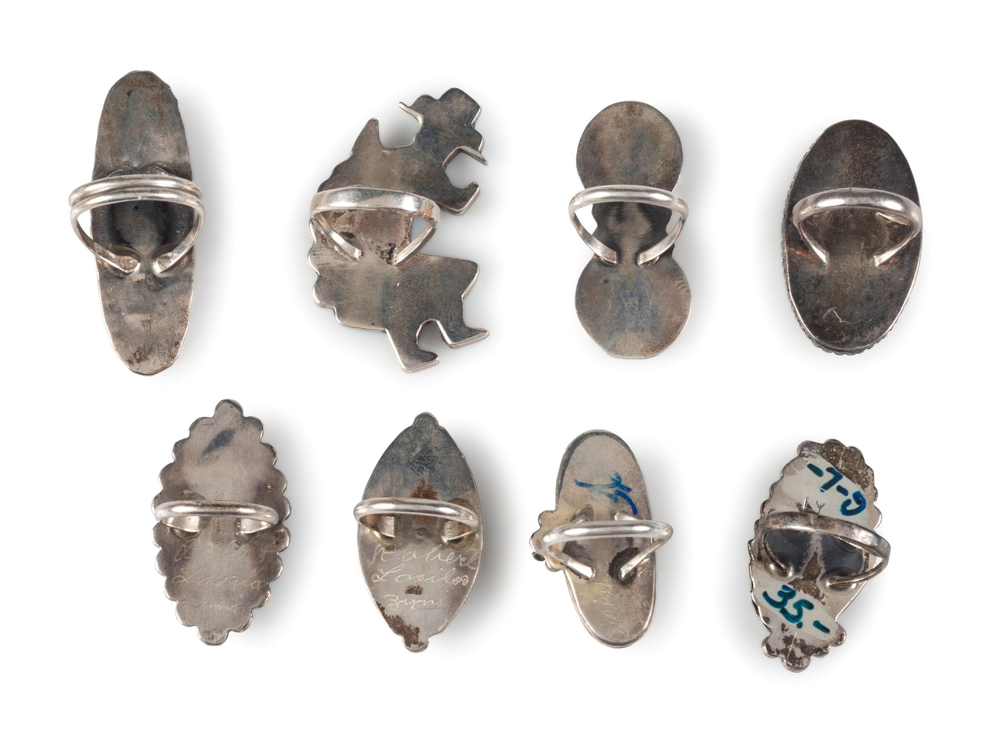 Navajo and Zuni Silver Rings with Inlay