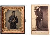 [CIVIL WAR]. Sixth plate tintype and CDV of Pvt. Watson W. Beach, 117th New York Infantry Regiment.