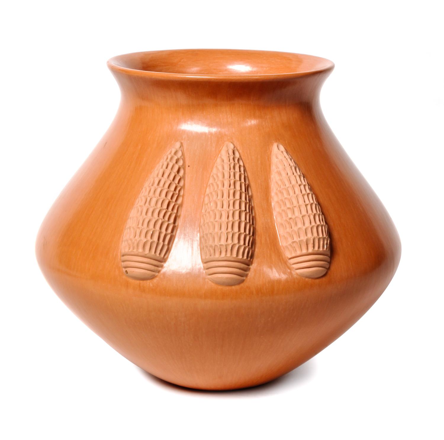 Alfred H. Qoyawayma (b.1938) Hopi Redware Corn Pot Height 7 x width 8 inches