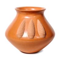 Alfred H. Qoyawayma (b.1938) Hopi Redware Corn Pot Height 7 x width 8 inches