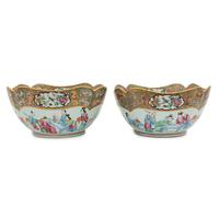 A Fourteen Piece Group of Chinese Export Famille Rose Gilt and Enamel Porcelain Serveware