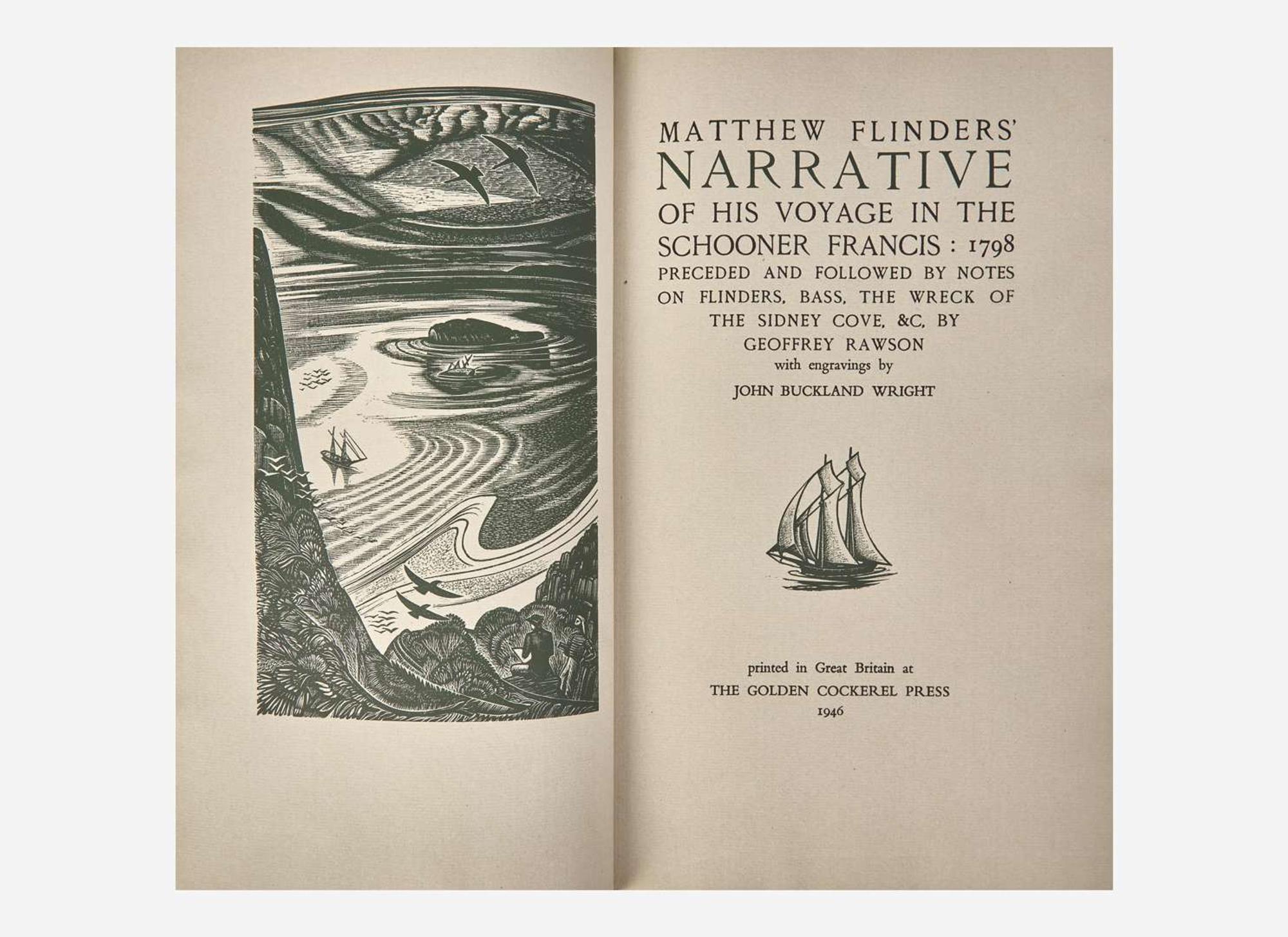 [Private Press] [Golden Cockerel Press] Rawson, Geoffrey: Matthew Flinders' Narrative of his Voyage in the Schooner Francis...