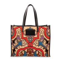 ETRO, EMBROIDERED RAFFIA LARGE TOTE & MATCHING CLUTCH