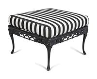 A Pair of Metal Garden Chairs and an Ottoman