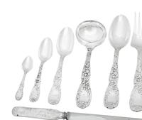 An Assembled Tiffany and Co. Chrysanthemum Silver Flatware Service