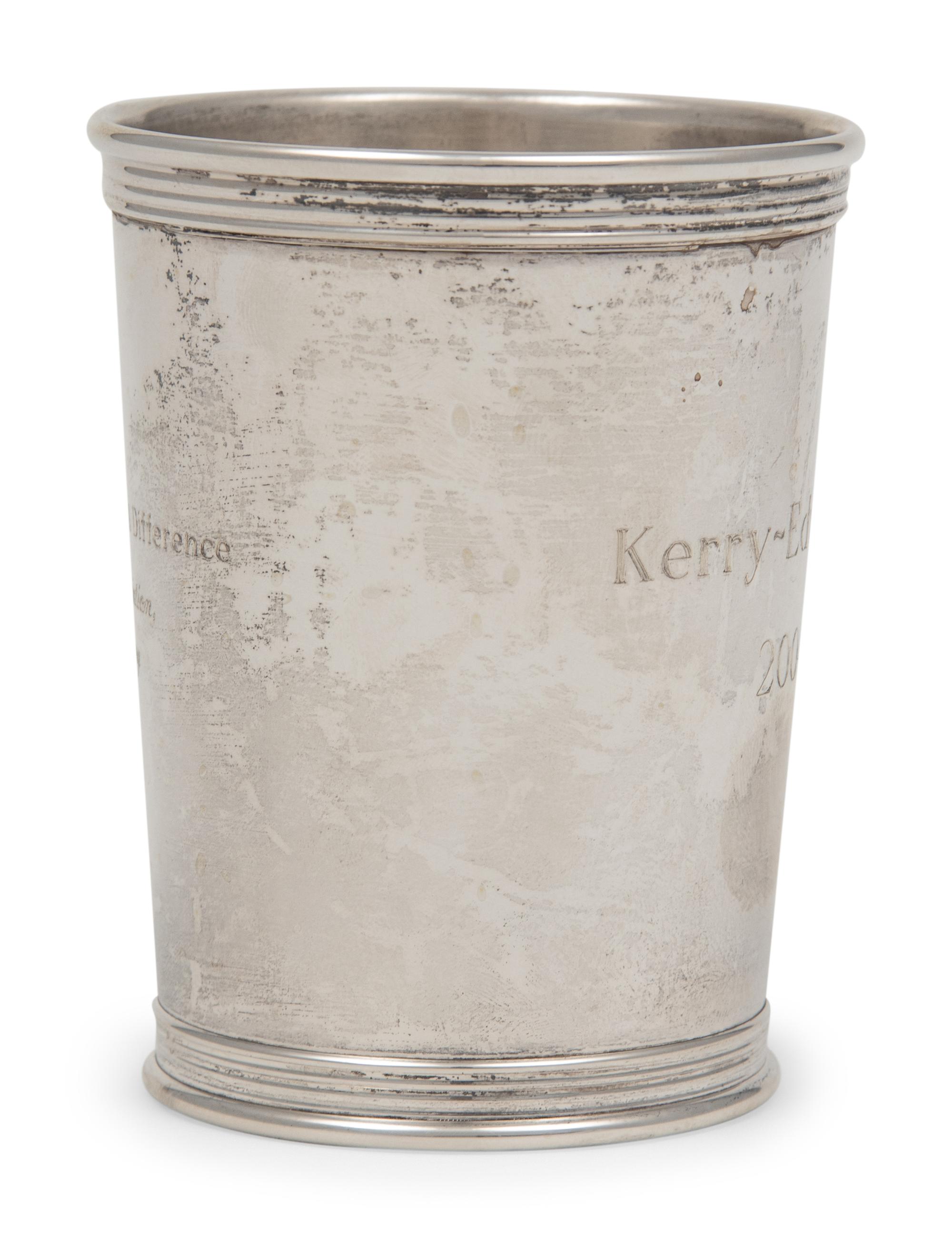 A Kerry Edwards 2004 Campaign Silver Commemorative Julep Cup
