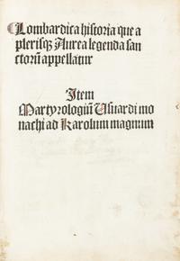 VORAGINE, Jacobus de (1230?-1298?) Legenda Aurea. USARDIS (d. ca.875). Martyrologium. Cologne: Johann Koelhoff, [22 July] 1490.