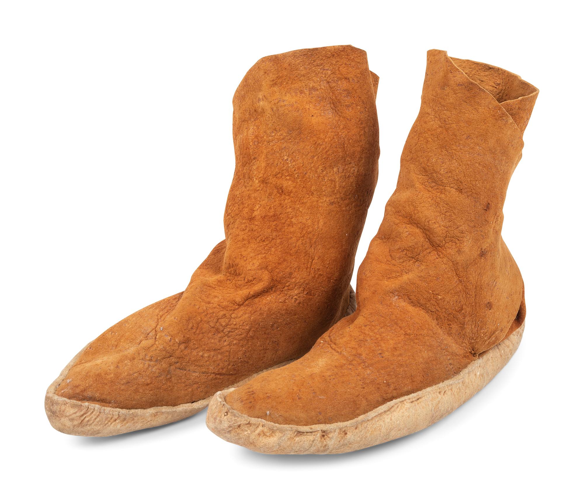 Navajo Hide Moccasins, with Silver Buttons