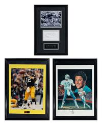 A Group of Hall of Fame Quarterback Signed Displays Featuring Terry Bradshaw, Dan Marino and George Blanda