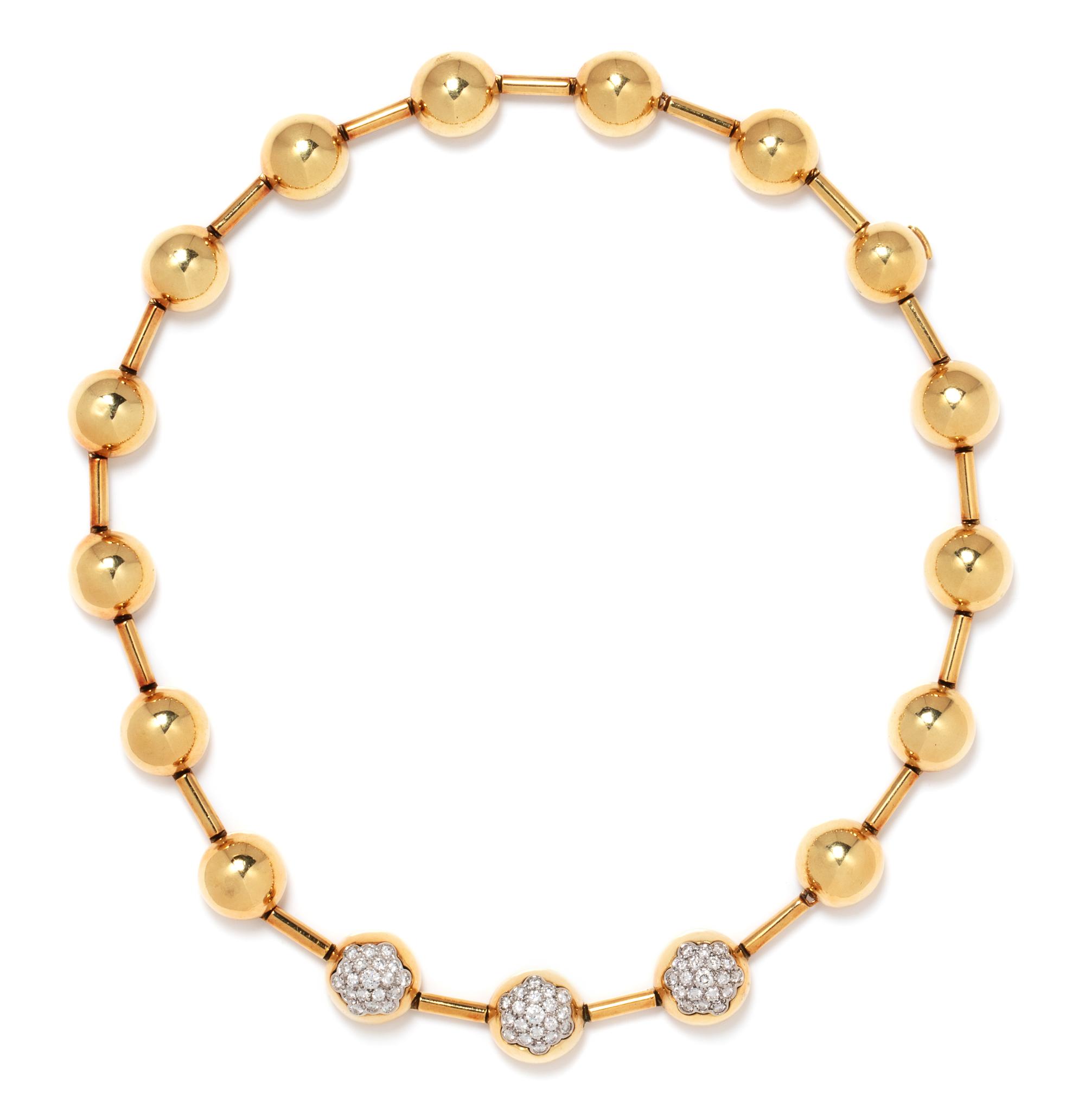 An 18 Karat Yellow Gold and Diamond Necklace, Italian, 59.10 dwts.
