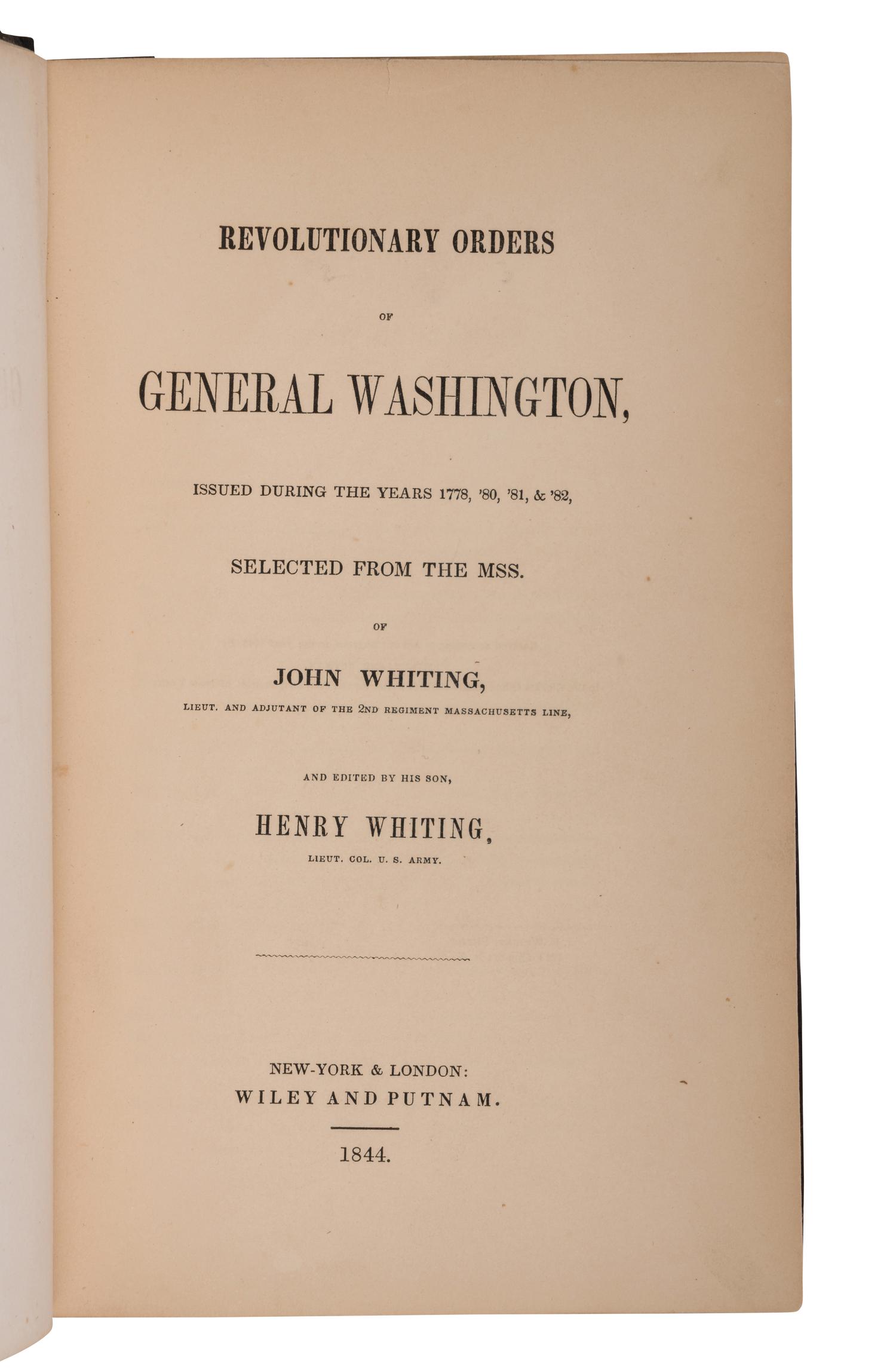 [WASHINGTON, George (1732-1799)]. Epistles Domestic, Confidential, and Official . New York & London: G. Robinson and J. Bull, F. and C. Rivington, 1796.