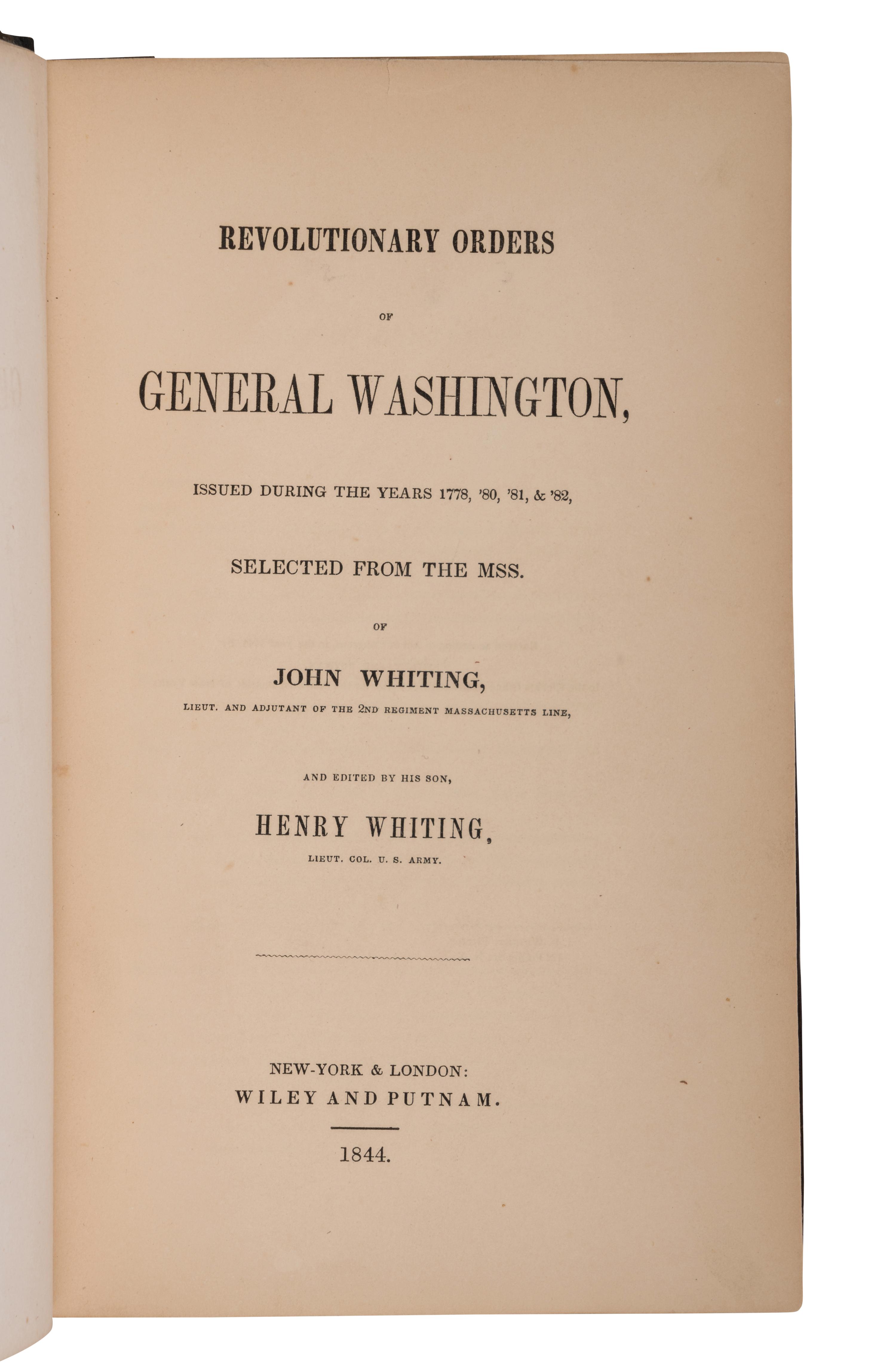 [WASHINGTON, George (1732-1799)]. Epistles Domestic, Confidential, and Official . New York & London: G. Robinson and J. Bull, F. and C. Rivington, 1796.