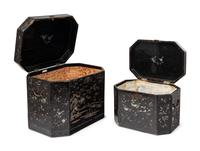 Two Korean Black Lacquer and Abalone-Inlaid Boxes
