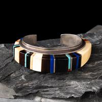 Charles Loloma (Hopi, 1921-1991) — Silver and Cobblestone Inlay Cuff Bracelet