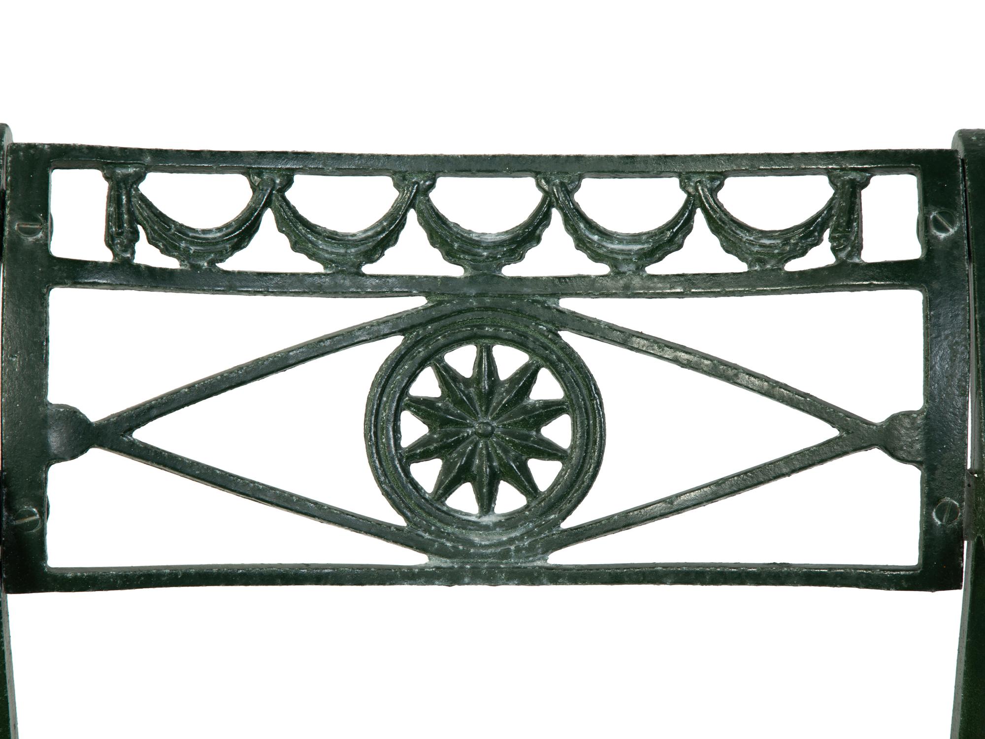 Three English Painted Cast Iron Garden Chairs — 20TH CENTURY