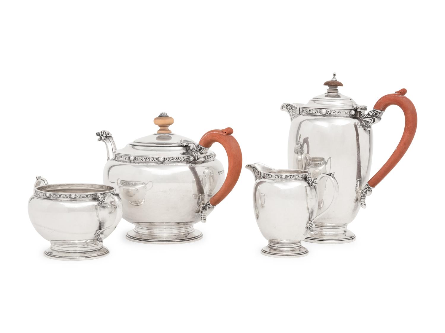 An English Silver Four-Piece Tea and Coffee Service