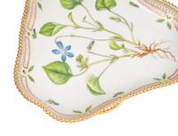 A Pair of Royal Copenhagen Flora Danica Porcelain Triangular Compotes and a Triangular Salad Bowl