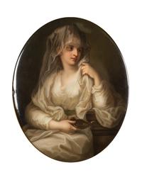 A Berlin (K.P.M.) Porcelain Plaque Depicting the Vestal Virgin After Angelica Kauffman