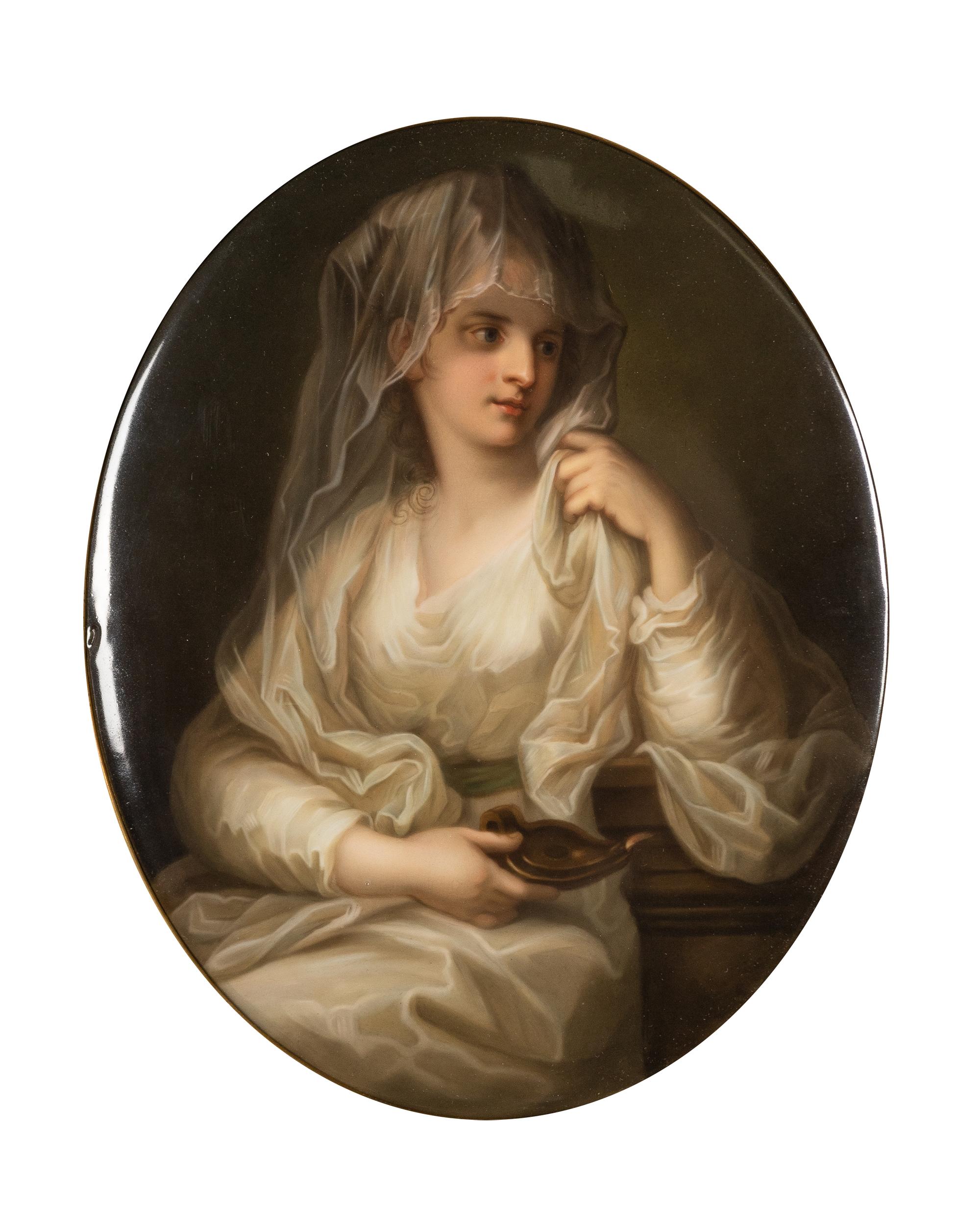 A Berlin (K.P.M.) Porcelain Plaque Depicting the Vestal Virgin After Angelica Kauffman