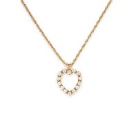 Yellow Gold and Colorless Crystal Heart Pendant Necklace