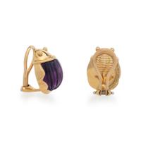 TIFFANY & CO., CARVED AMETHYST SCARAB CLIP EARRINGS