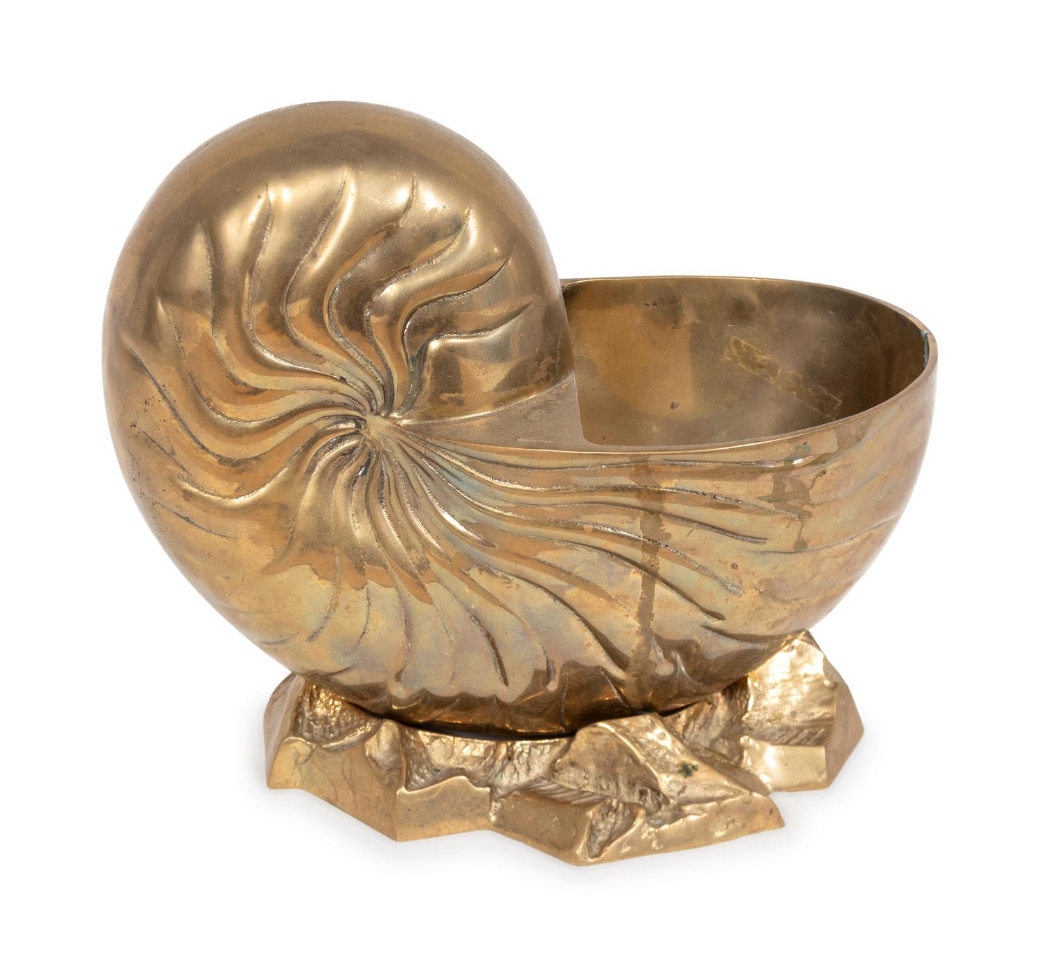 A Large Brass Shell Spoon Warmer