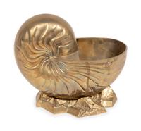 A Large Brass Shell Spoon Warmer
