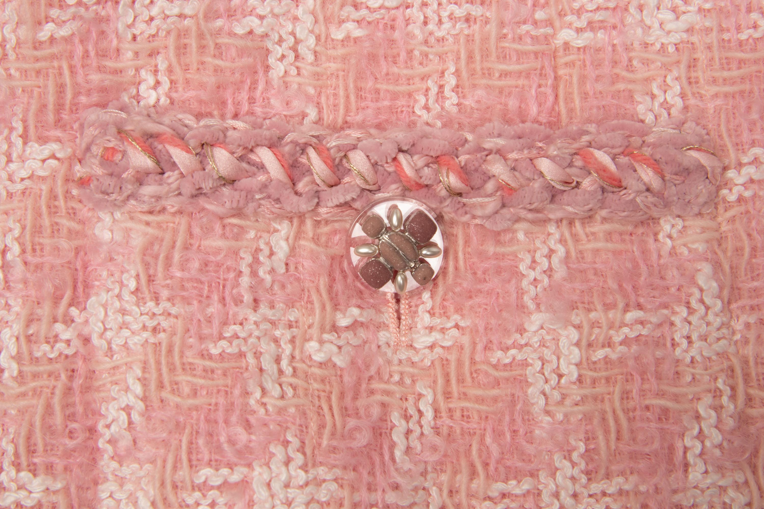 Chanel Pink and White Tweed Jacket, 2000s