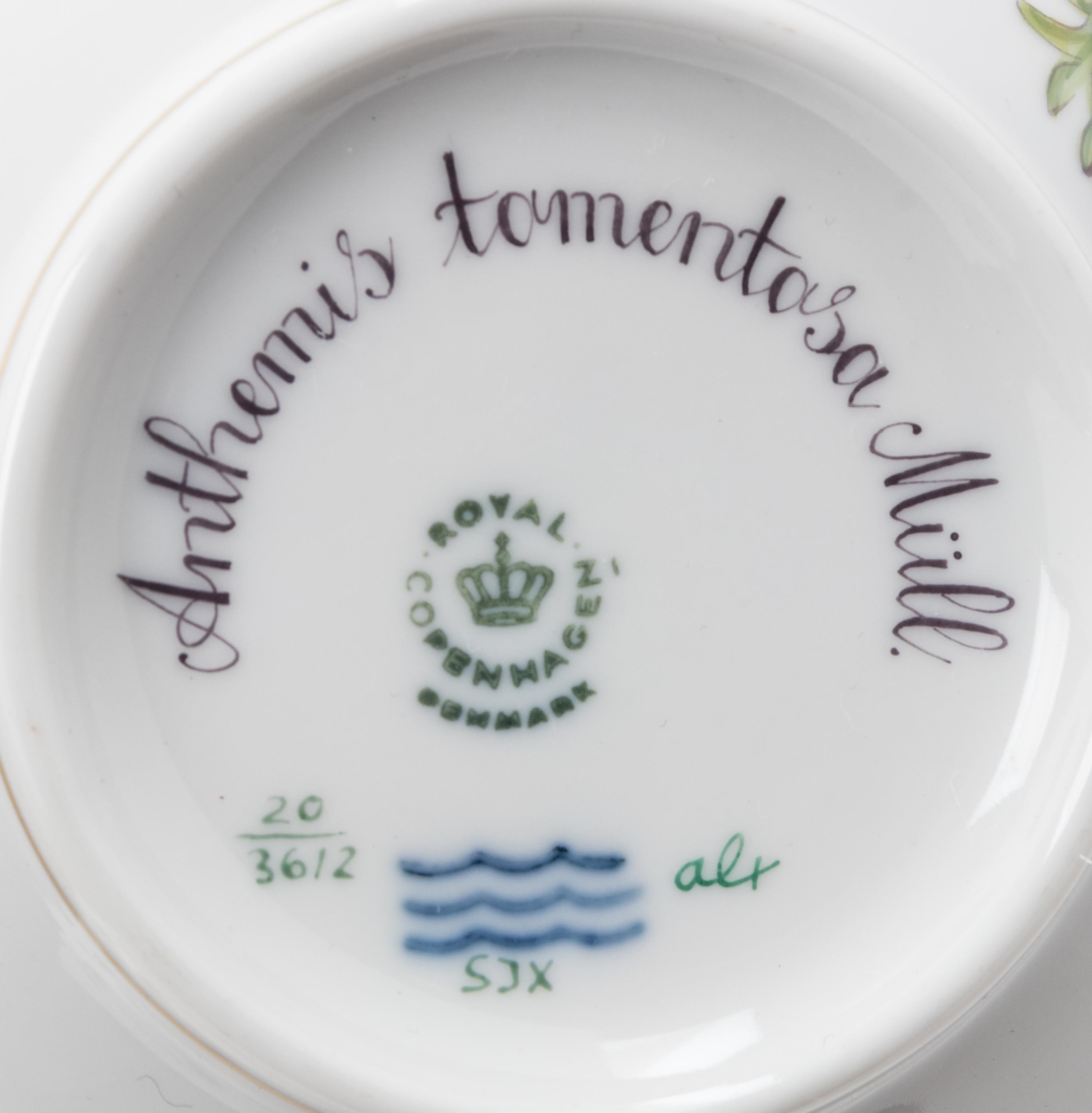 A Set of Twelve Royal Copenhagen Flora Danica Soup and Saucers Width of teacup 6 1/2 inches. — 20TH CENTURY