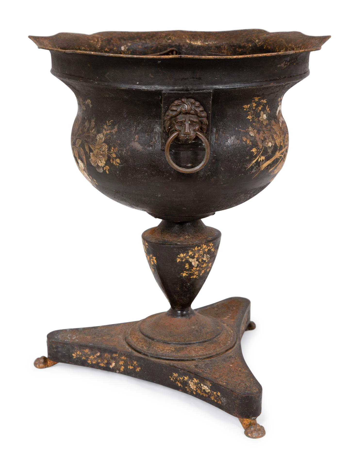 A French Tôle Peinte Jardinière on Stand