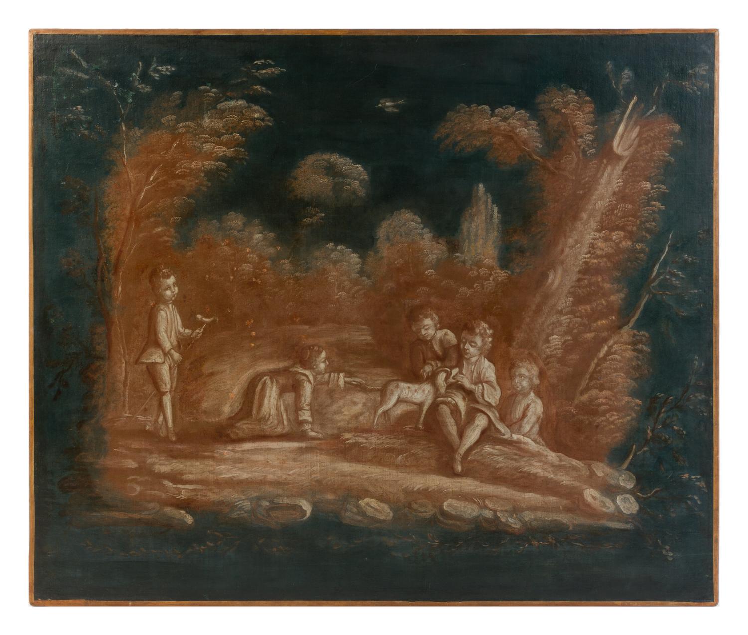 A Pair of Continental Painted Panels 30 1/2 x 36 5/8 inches.