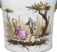 A Pair of French Polychrome Glazed Faience Jardinières