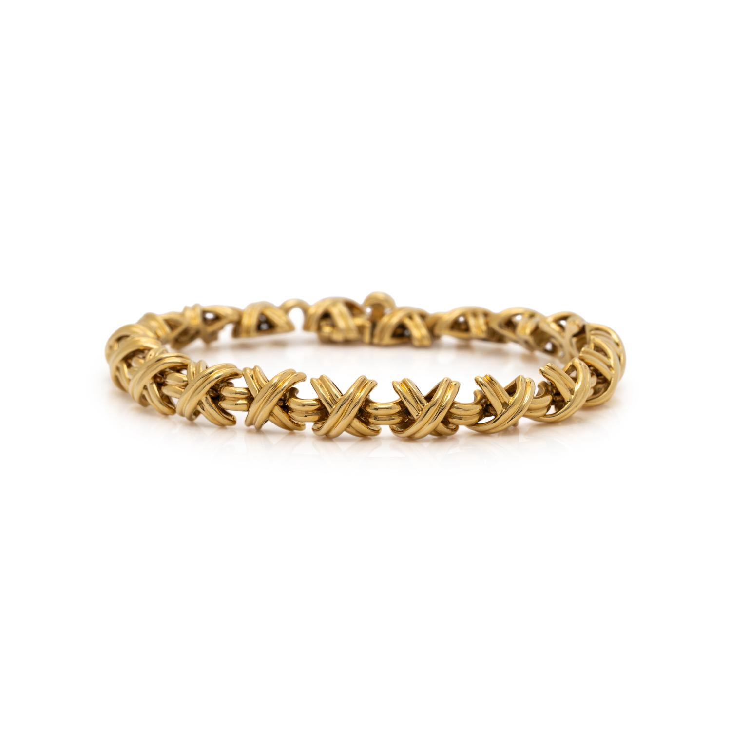 TIFFANY & CO., YELLOW GOLD 'SIGNATURE X' BRACELET