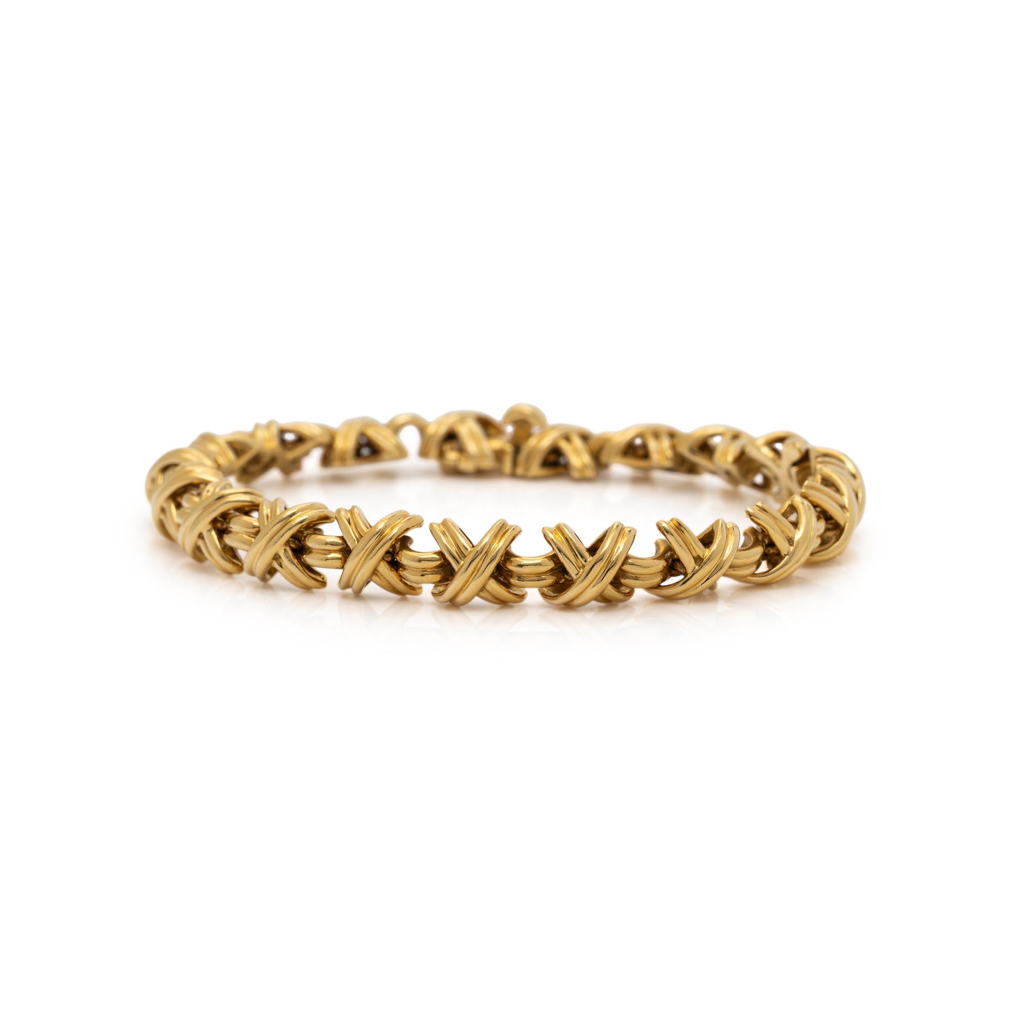TIFFANY & CO., YELLOW GOLD 'SIGNATURE X' BRACELET