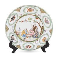 A Chinese Export 'Doctor's Visit' Porcelain Dish
