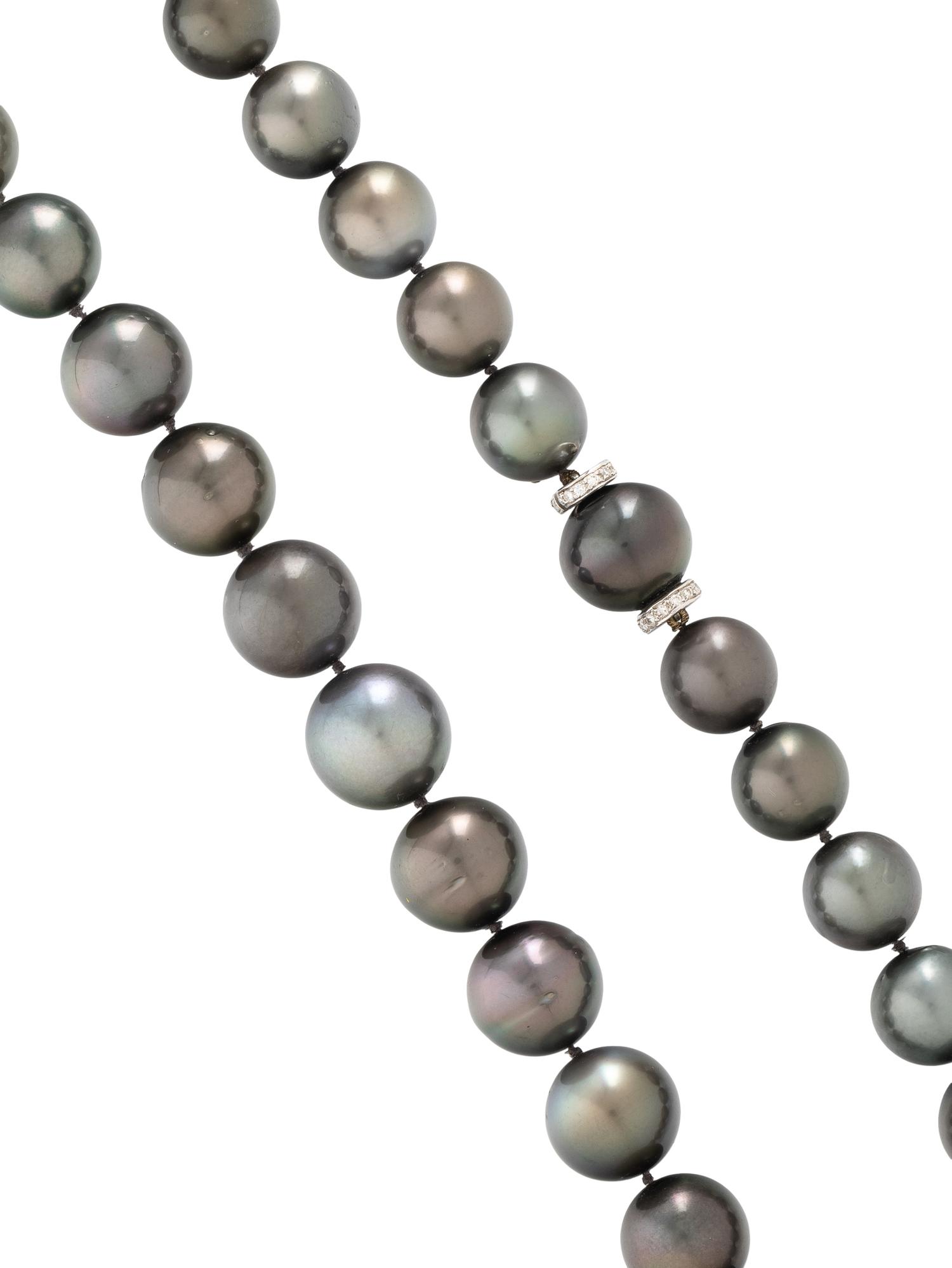 CULTURED GRAY PEARL AND DIAMOND NECKLACE
