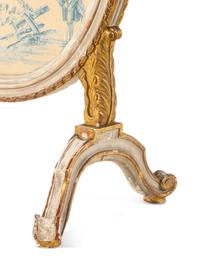 A Northern European White-Painted and Parcel-Gilt Oval Firescreen