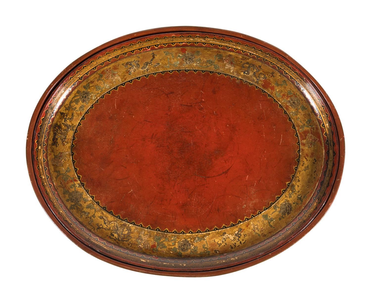 A Victorian Papier-Mâché Tray on a Later Stand