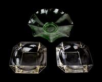 A Group of Glass Items Diameter of larger bowl 12 inches.