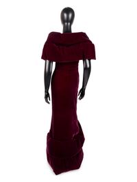 Scaasi Soft Sculpted Velvet Evening Dress, 1980s