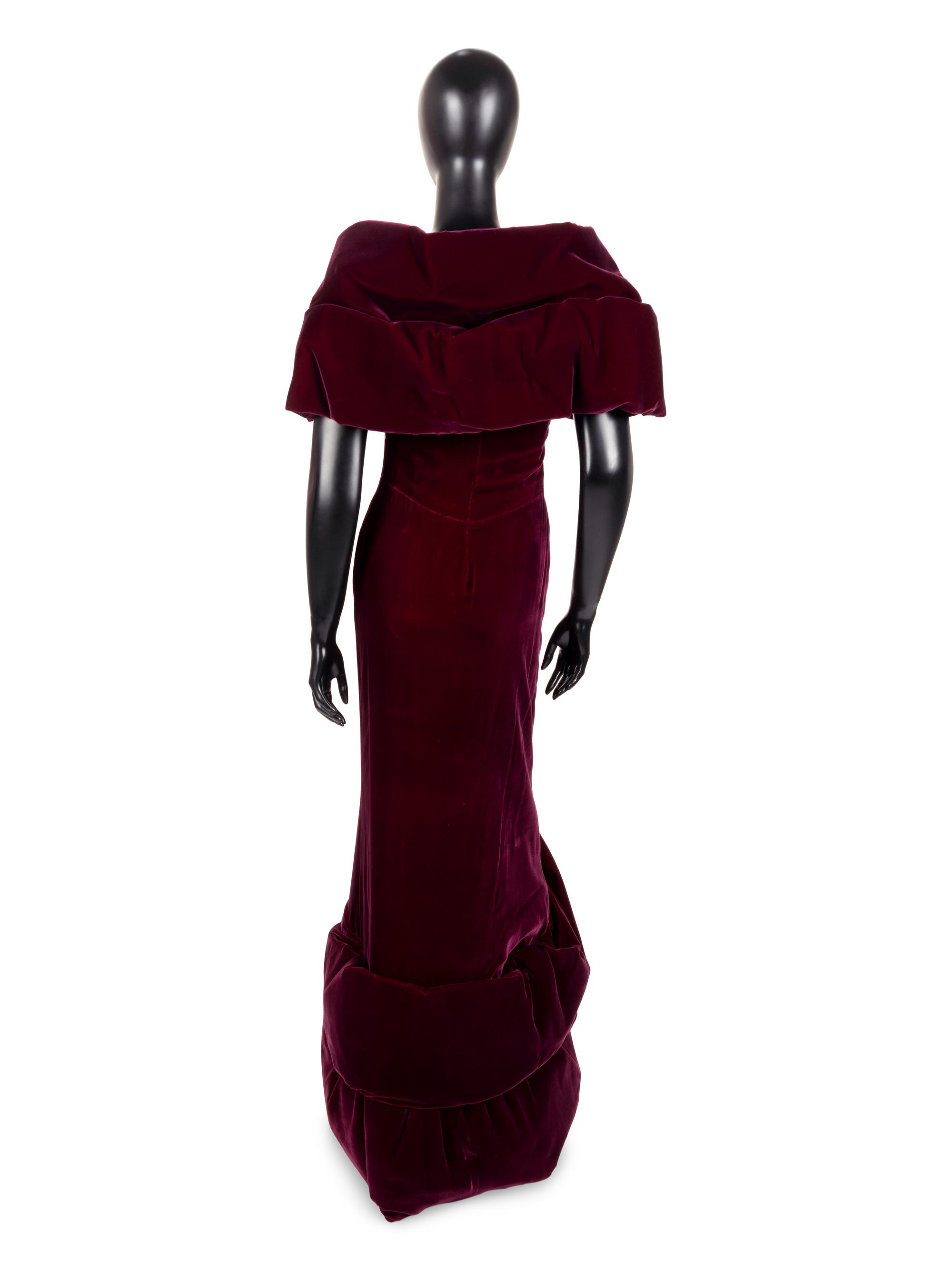 Scaasi Soft Sculpted Velvet Evening Dress, 1980s