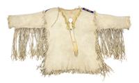 A Crow Boy's Hide Shirt Length 25 x width 44 inches.