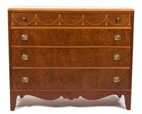 An Adam Style Inlaid Cherry Chest of Drawers Height 37 1/2 x width 44 1/2 x depth 19 3/4 inches. — 20TH CENTURY