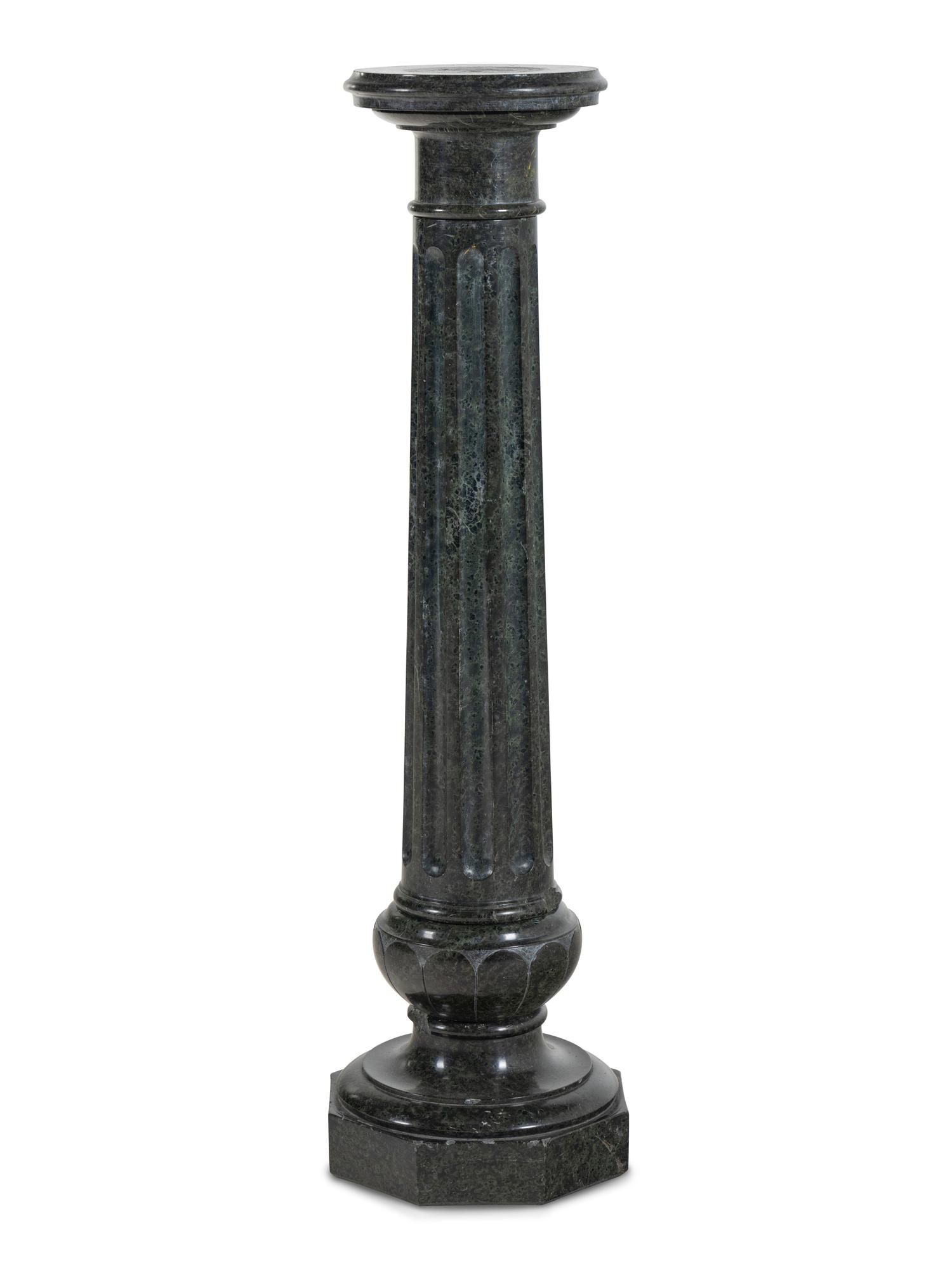 An Italian Green Marble Fluted Column