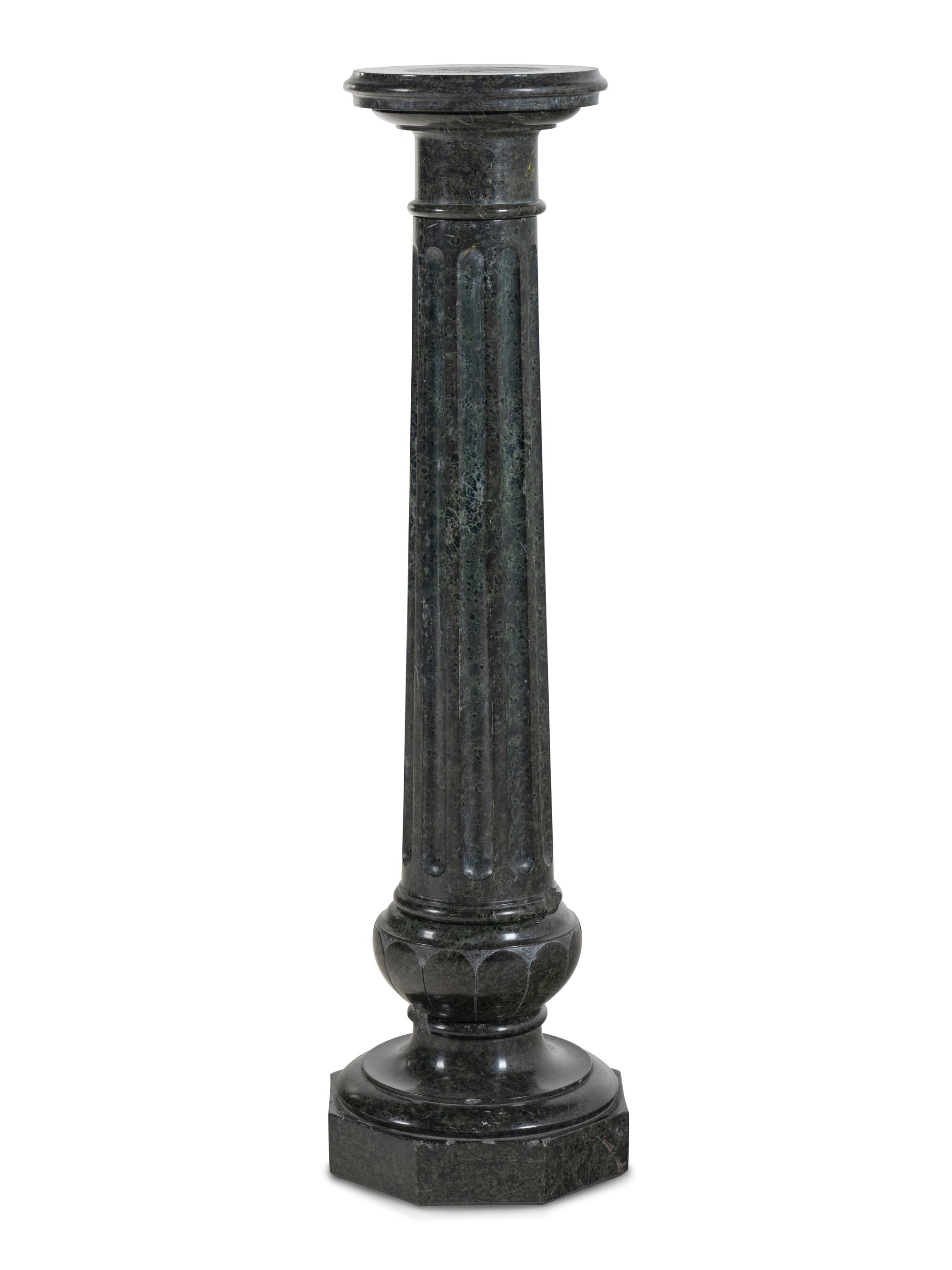An Italian Green Marble Fluted Column
