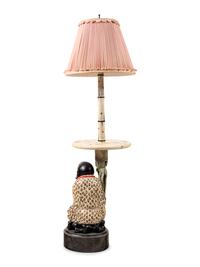 APPROVED FOR DONATION A Polychrome Decorated Figural Lamp Table
