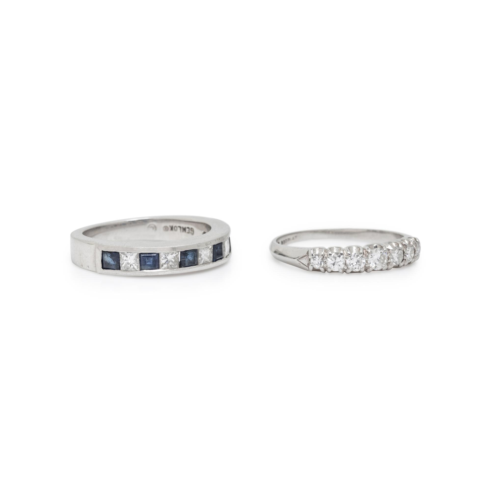 TWO PLATINUM AND DIAMOND BANDS