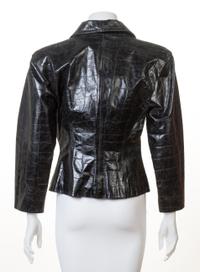 An Emanuel Ungaro Black Leather Embossed Jacket, No size.